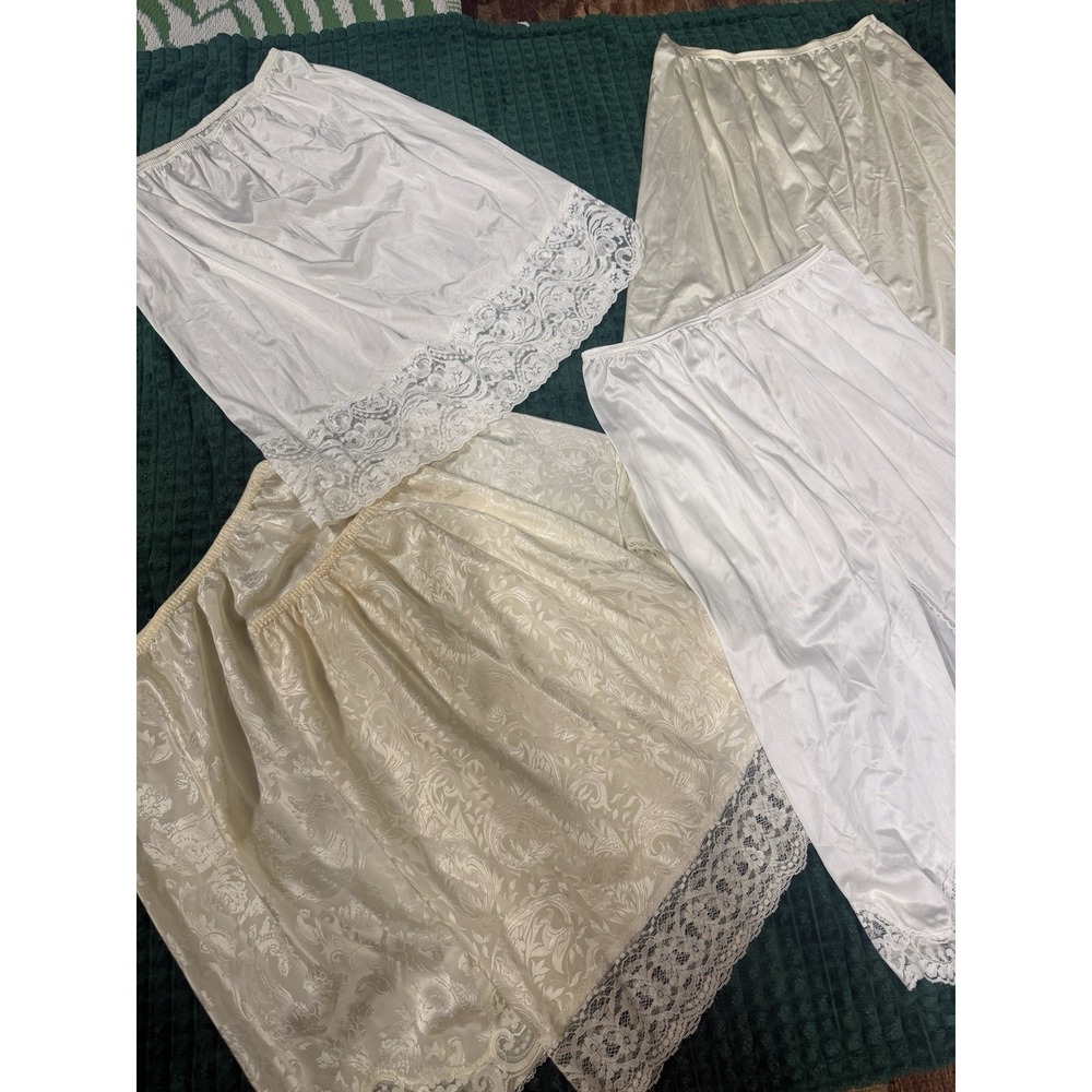 Vintage 80s 90s Deena Lingerie Half Full Slip Split Lace White Ivory Warners VF